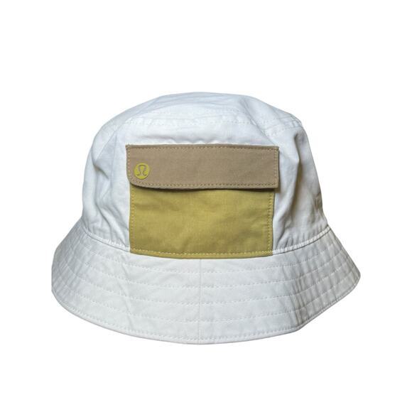 EUC Lululemon Medium Large On My Level Bucket Hat Pocket Cloche White & Gold - Picture 10 of 14